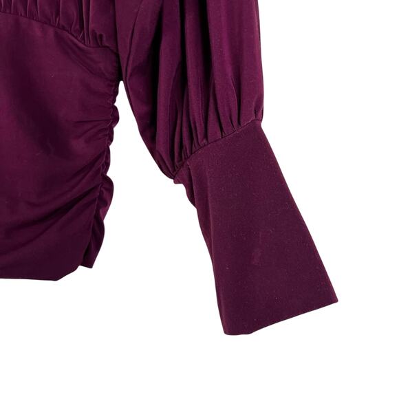 Express Purple Ruched Balloon Sleeve Blouse Womens S Elegant Minimalist - Picture 9 of 9